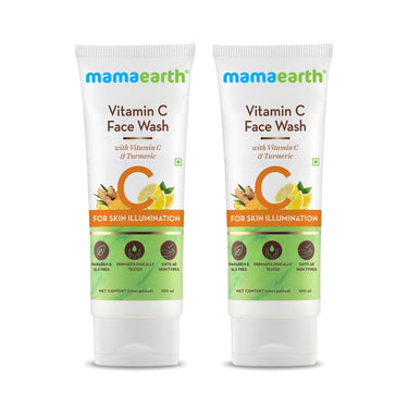 Mamaearth Vitamin C Face Wash for Women & Men | Toxin-Free & Oil-Free Face Wash | For Acne-Prone, Dry & Oily Skin | Illuminates Skin - 100 ml (Pack of 2)